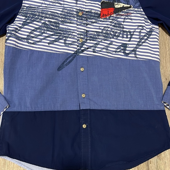 Desigual Button Down Shirt in Cucumis Blue - Picture 5 of 13